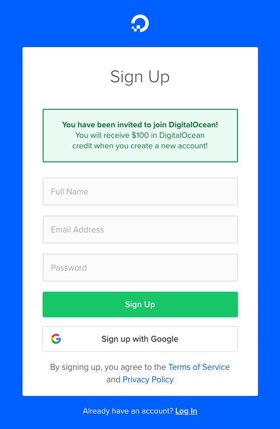 Digital Ocean Signup with promo code special offer discount